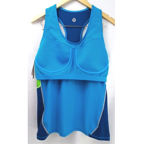 Marmot Blue Green Interval Tank Top Race Back Build-In Bra - Picture 5 of 10